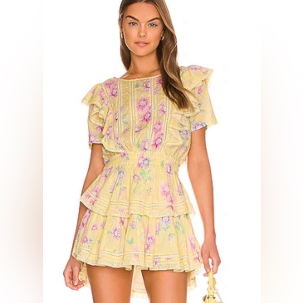 LoveShackFancy Pastel Floral Lace Dress
